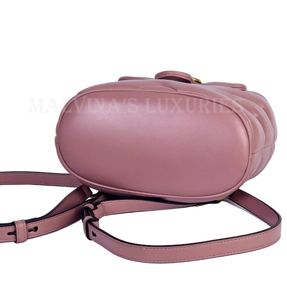 GUCCI BAG 777253 GG MARMONT LOGO BACKPACK PINK QUILTED LEATHER main image 4